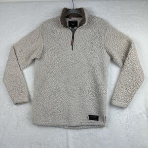 Southern Marsh Ivory Off White Pile Sherpa 1/4 Zip Pullover Jacket Womens XS